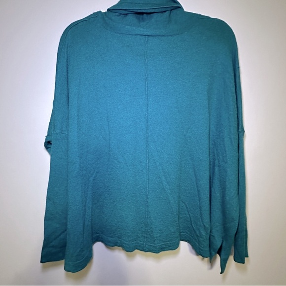 Madison Teal Cowl Neck Ribbed Sleeves Wool Blend Sweater Size Large Casual - Picture 5 of 8